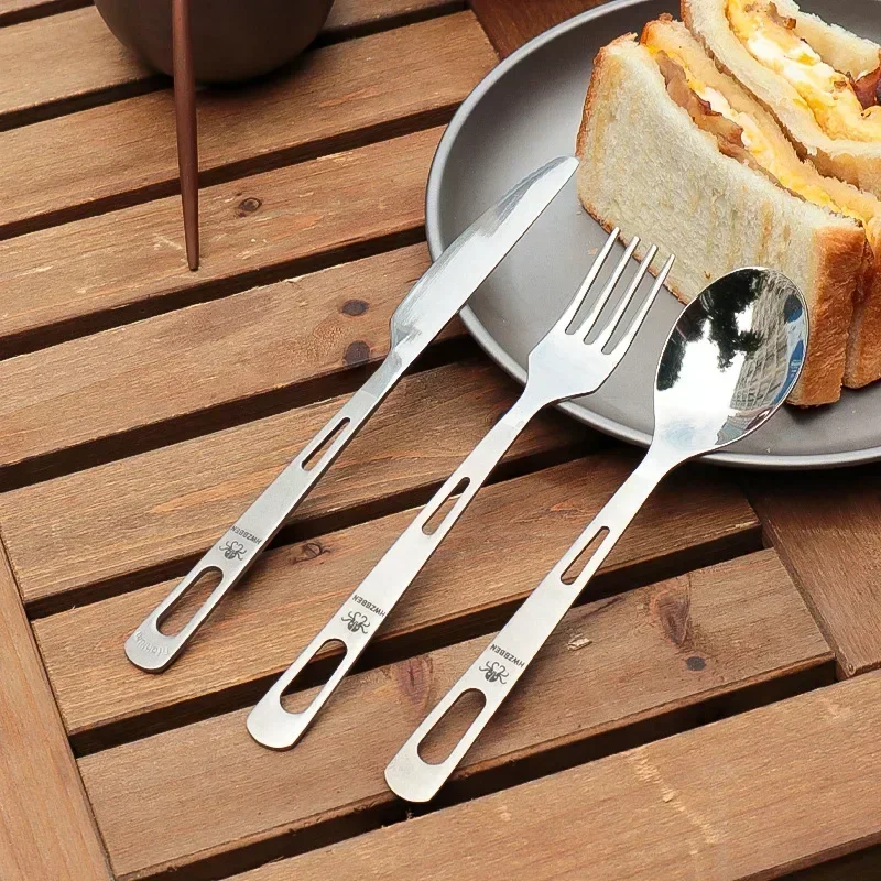 Kitchen Outdoor Camping - HWZBBEN Titanium Fork Spoon Knife Set