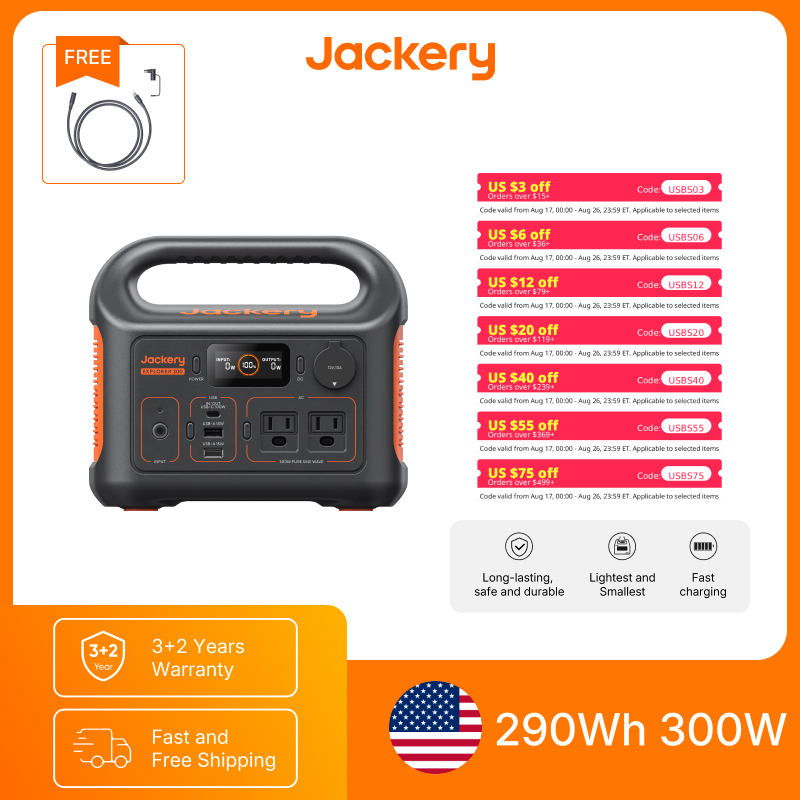 Outdoor Camping Kit - Jackery Portable Power Station Explorer 300New