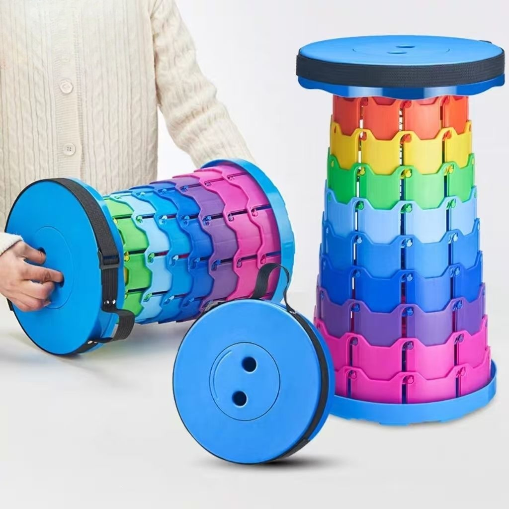 Outdoor Camping Kit - Rainbow Telescopic Camping Stool Portable Thickened
