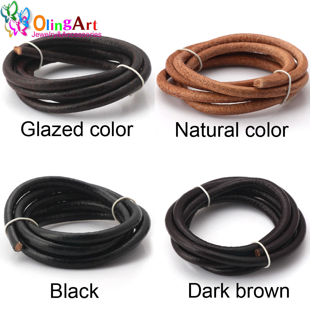 Paracord Bracelet - Olingart Dia 1.5/2/3/4/5/6Mm/Tự Nhiên/Nâu/tráng Men Da