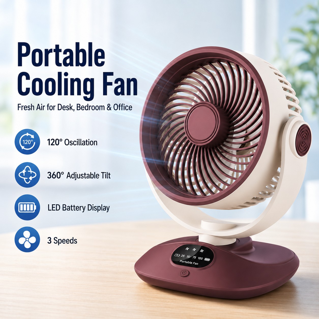 Outdoor Camping Ventilator - Desktop Fan Rechargeable Turbo Air Circulator