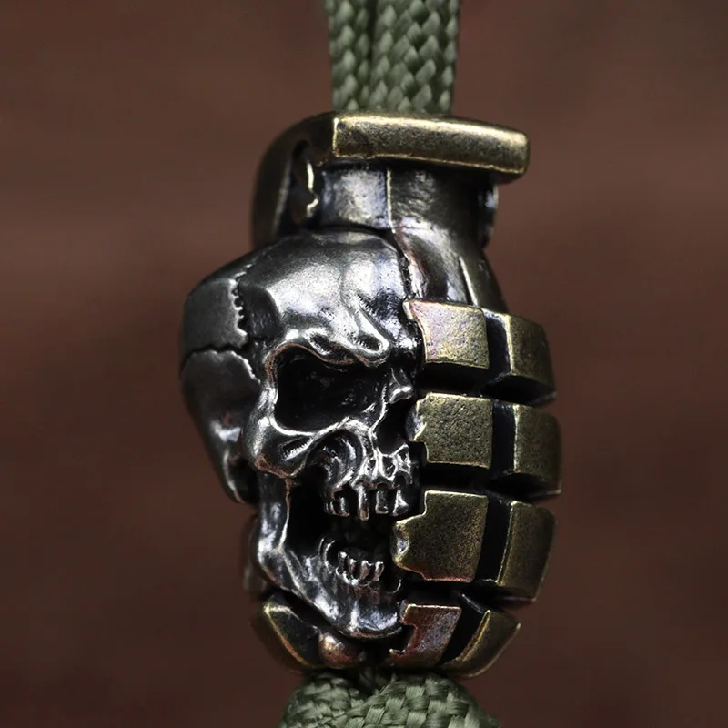Dual Color Skull Grenade Brass - đánh giá và giá Paracord Bracelet