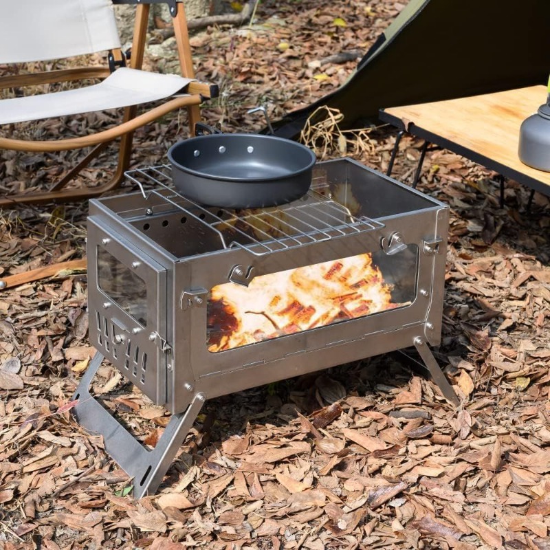 430 Stainless Steel Portable T - đánh giá và giá Outdoor Camping Stove Wood