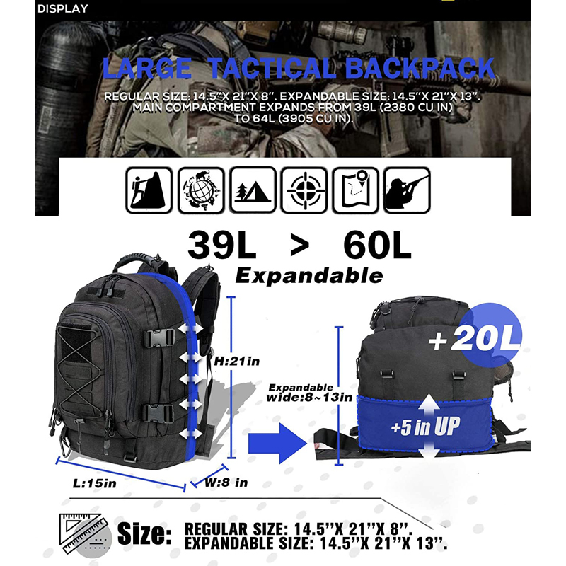65L Military Backpack for Men, - đánh giá và giá Lightweight Backpack 65L