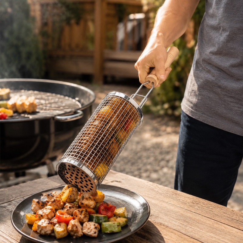 Round Barbecue Grill Basket Se - đánh giá và giá Outdoor Camping Kit