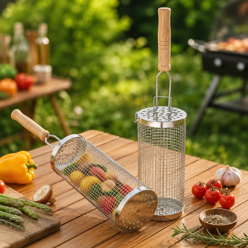 Round Barbecue Grill Basket Se - đánh giá và giá Outdoor Camping Kit
